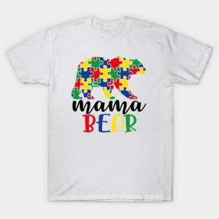 Mama Bear Autism Awareness Gift for Birthday, Mother's Day, Thanksgiving, Christmas T-Shirt
